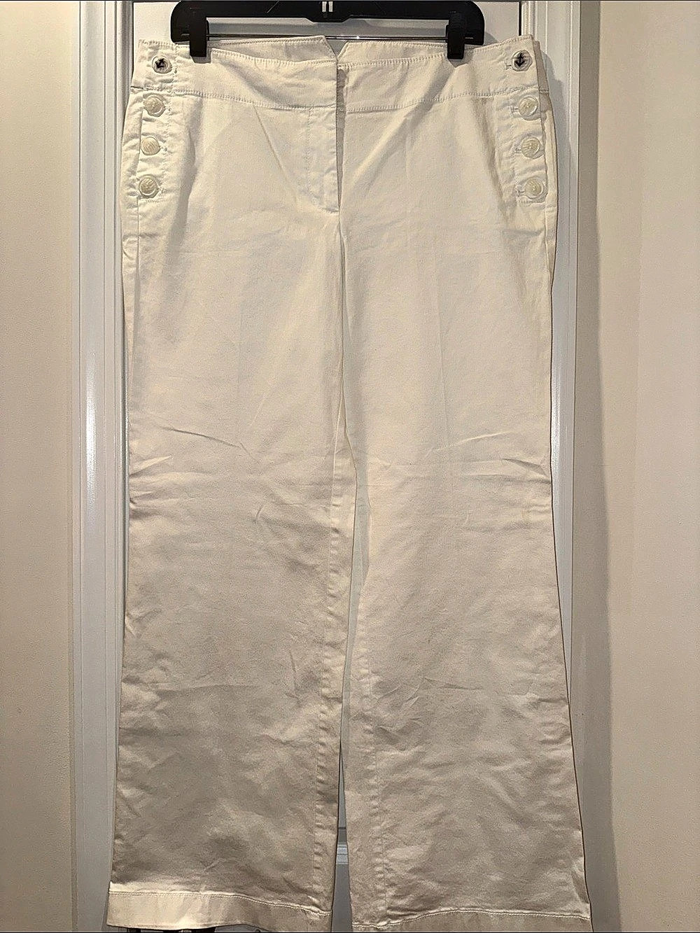 LOFT Marisa Sailor Trouser Wide Leg Pants in White Size 12